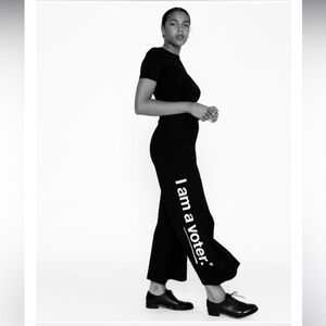 NWT Ripley Rader I AM A VOTER wide leg black pants Sz S